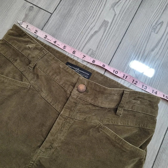 Peruvian Connection Women's Velveteen Cropped Legs Jeans 6 Green Cotton Crop - Picture 9 of 13